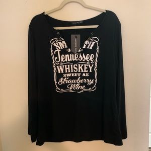 Tennessee Whiskey Black Deep V Cut Long Sleeve